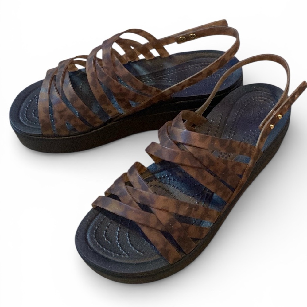 CROCS Leopard Print Platform Sandals - image 1